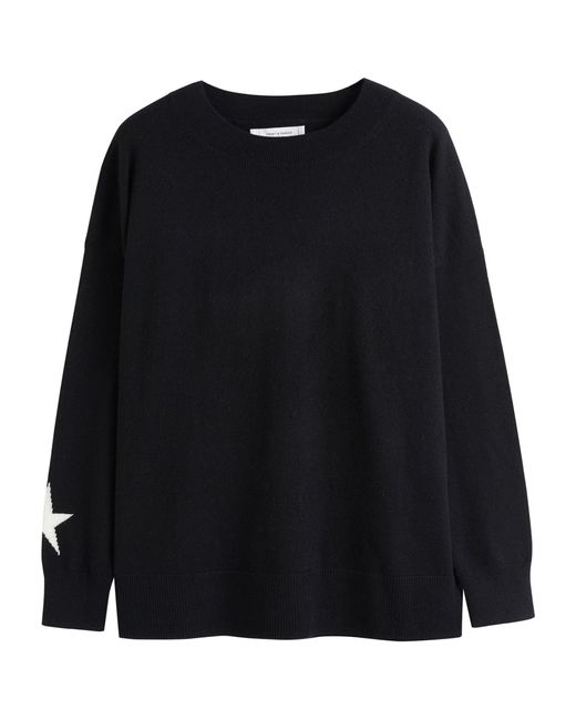 Chinti & Parker Black Wool-cashmere Star Slouchy Sweater