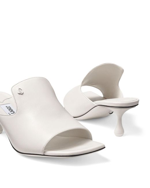 Jimmy Choo White Ander 50 Leather Mules