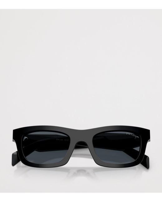 Prada Black Acetate Rectangular Sunglasses