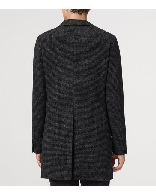 AllSaints Black Wool-Blend Slim Caspian Coat for men