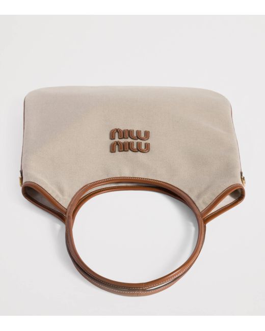 Miu Miu Natural Ivy Canva Tote Bag