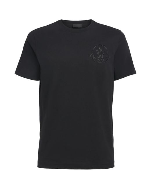 Moncler Black Cotton Logo T-Shirt for men