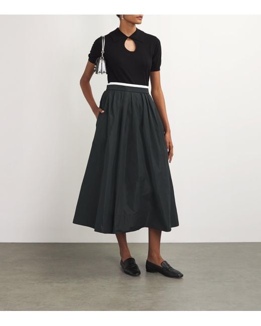 Maje Black Pleated Midi Skirt