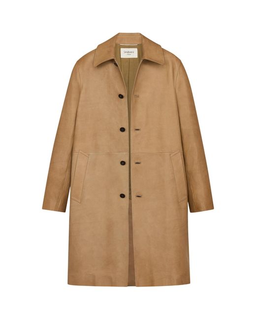 Saint Laurent Natural Bubbled Lambskin Overcoat for men