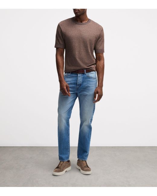 Boss Brown Cotton-Linen-Silk T-Shirt for men