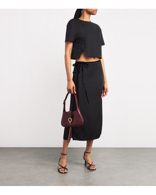 Sandro Black Cotton-Blend Embellished T-Shirt