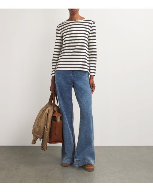 Weekend by Maxmara Blue Striped Long-Sleeve T-Shirt