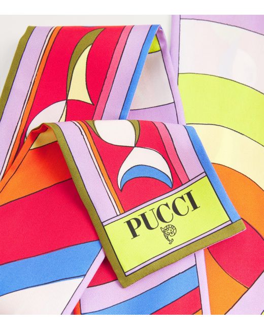 Emilio Pucci White Silk Iride And Pesci Print Scarf