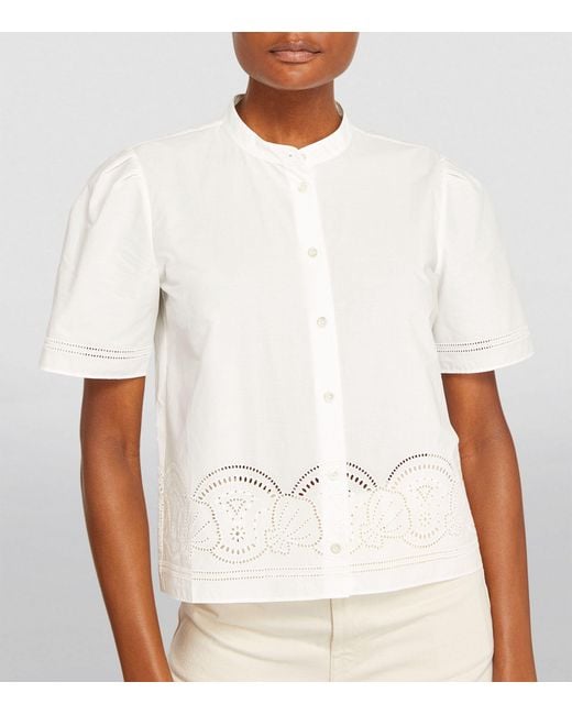 FRAME White Cotton Broderie Anglaise Shirt