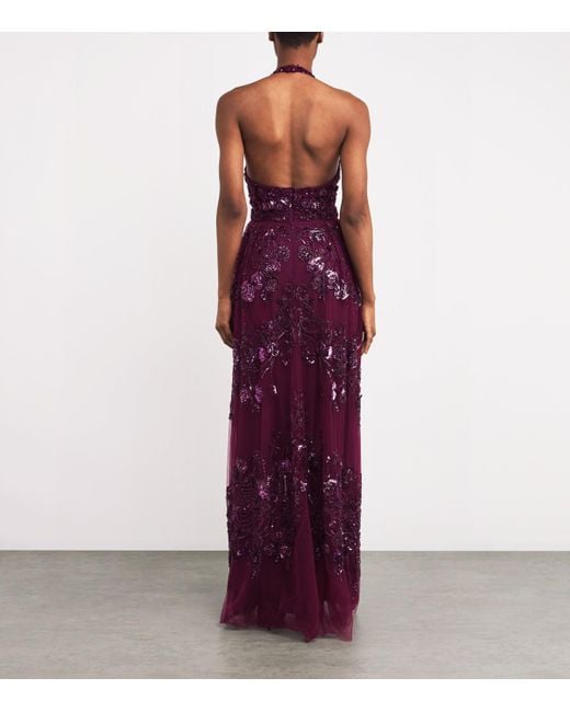 Zuhair Murad Purple V-Neck Embellished Gown