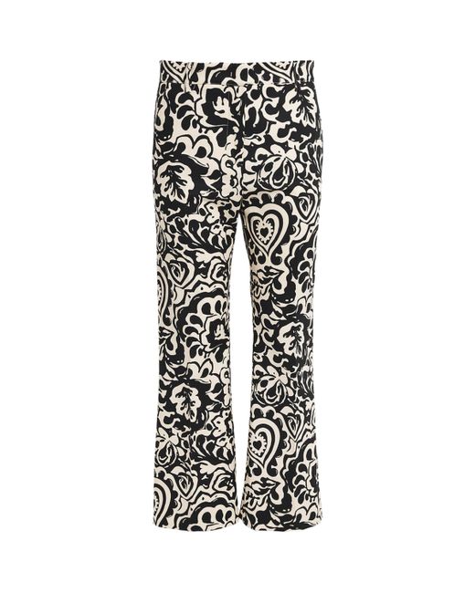 Weekend by Maxmara Black Stretch-Cotton Canvas Patterned Trousers