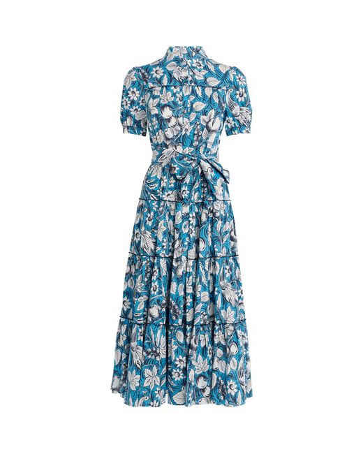 Diane von Furstenberg Blue Tiered Midi Dress