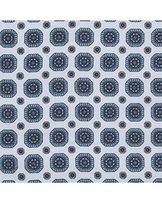Brioni Blue Silk Geometric Print Pocket Square for men