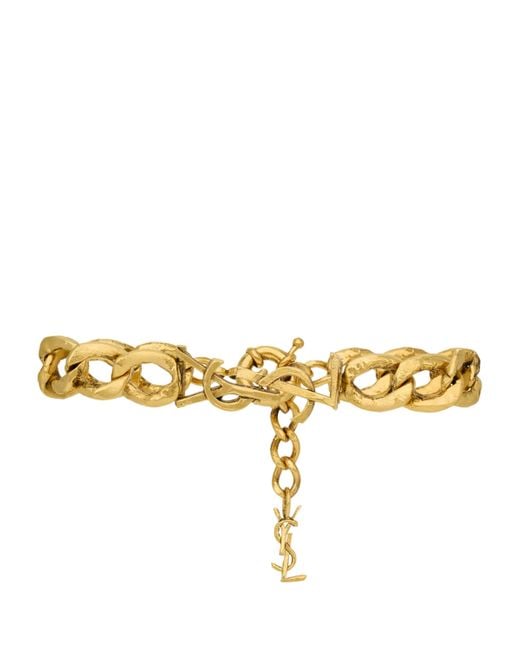 Saint Laurent Metallic Cassandre Chain Bracelet