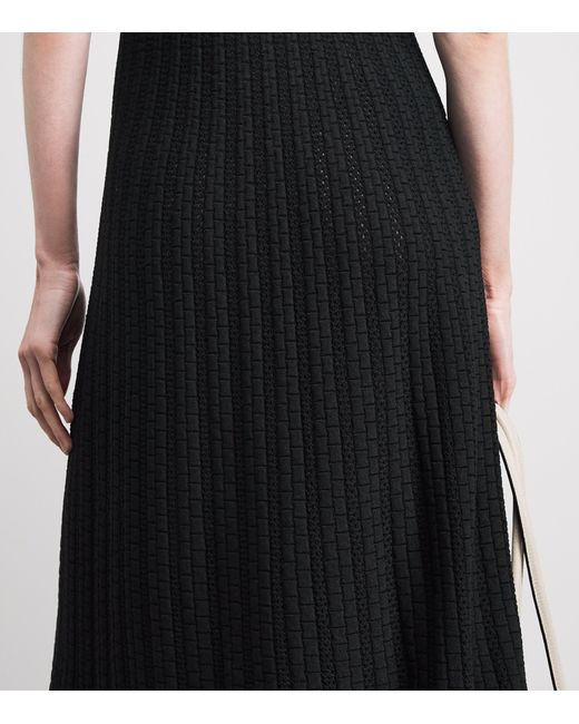 Valentino Black Openwork Knit Midi Dress