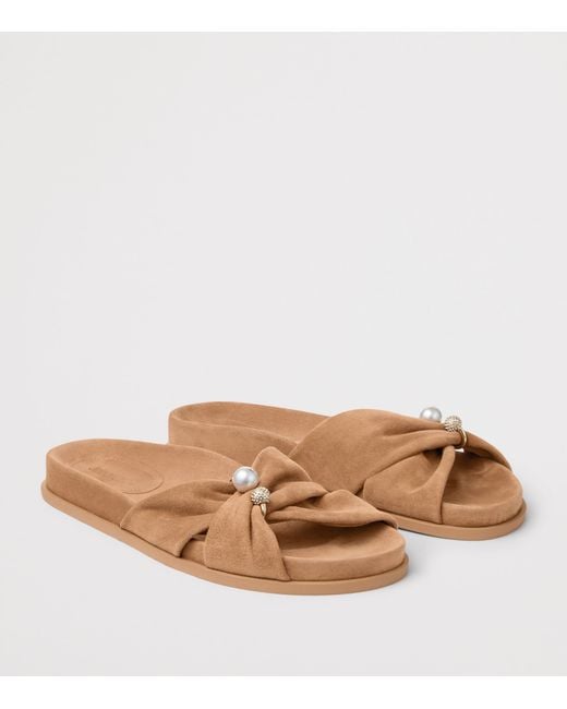Jimmy Choo Brown Rafi Leather Flat Sandals