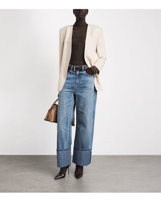 Tory Burch Blue High-Rise Straight Jeans