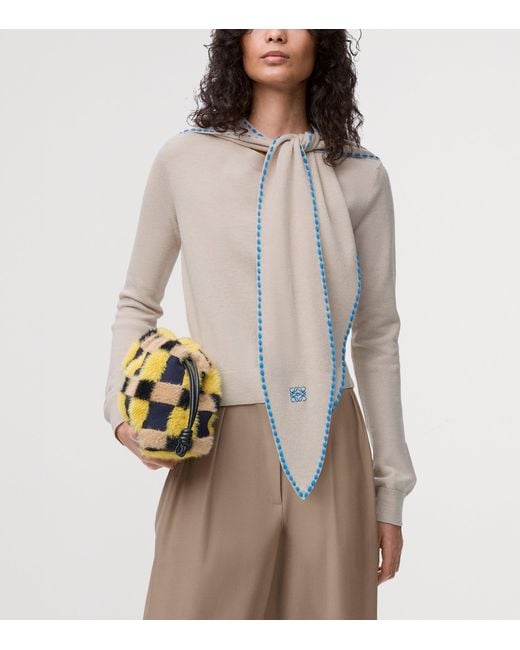 Loewe White Wool-Blend Scarf Sweater