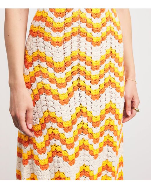Escvdo Metallic Organic Cotton Crochet Marea Maxi Dress