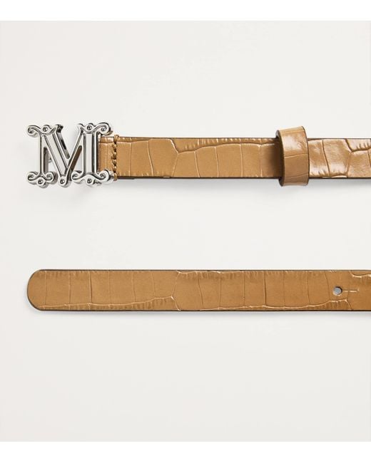 Max Mara Natural Croc-Print Monogram Belt