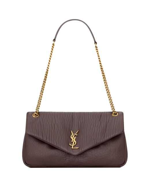Saint Laurent Brown Medium Lambskin Calypso Shoulder Bag