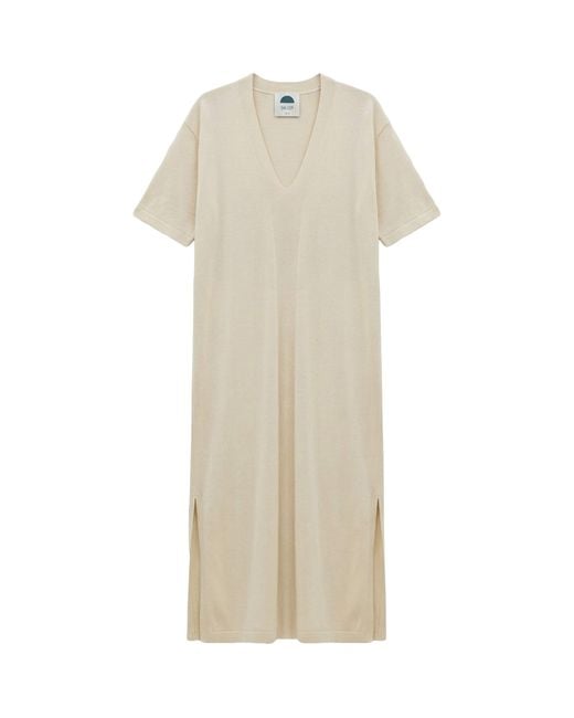 Shelep Natural Merino-Silk V-Neck Kaftan