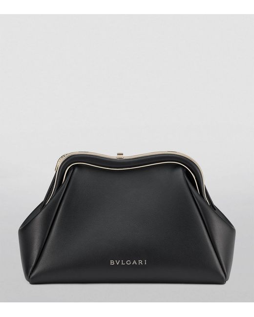 BVLGARI Black Small Leather Serpentine Clutch Bag