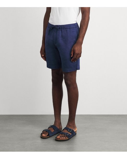 Frescobol Carioca Blue Linen-Cotton Felipe Shorts for men