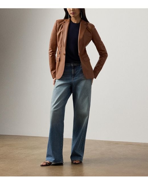 Ralph Lauren Brown Parker Leather Blazer