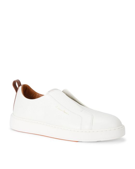 Santoni White Leather Icon Slip-on Sneakers for men