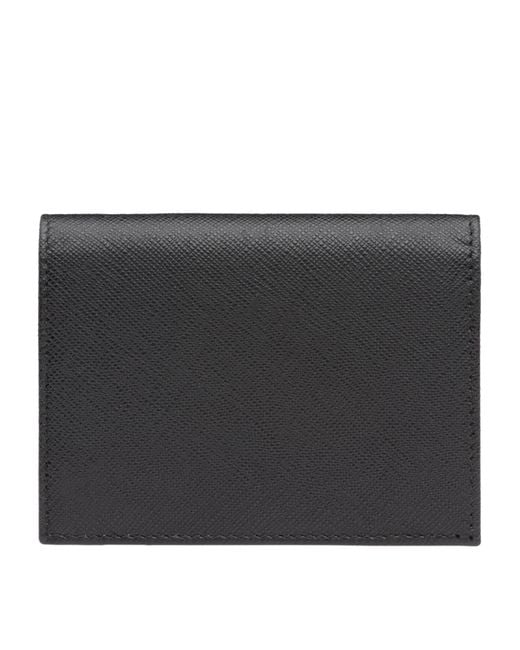 Prada Black Small Saffiano Leather Bifold Wallet