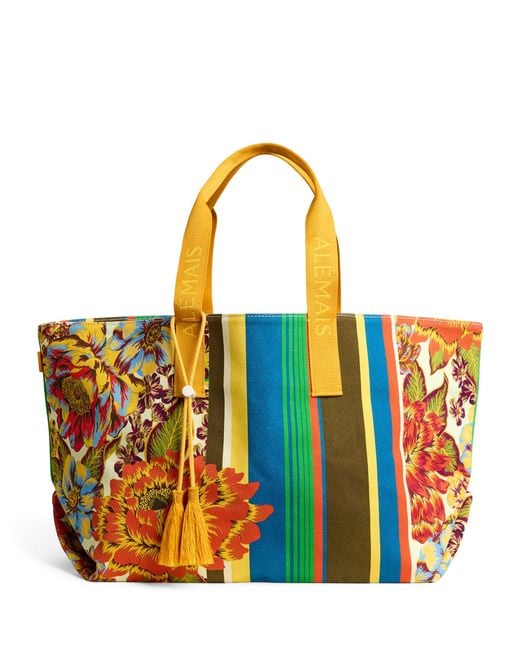 ALÉMAIS Yellow Cotton Printed Charlie Tote Bag