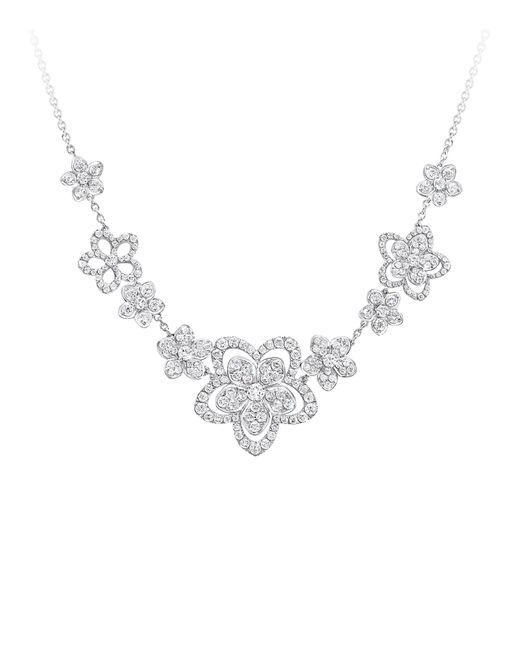 Graff Metallic White Gold And Diamond Wild Flower Multi-diamond Necklace
