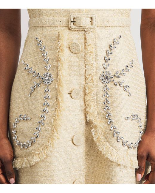 Huishan Zhang Natural Tweed Corinthe Midi Dress