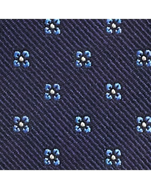 Isaia Blue Silk Floral Tie for men