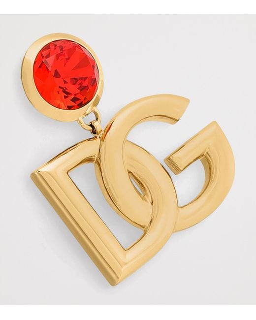 Dolce & Gabbana Red D&G Logo Earrings