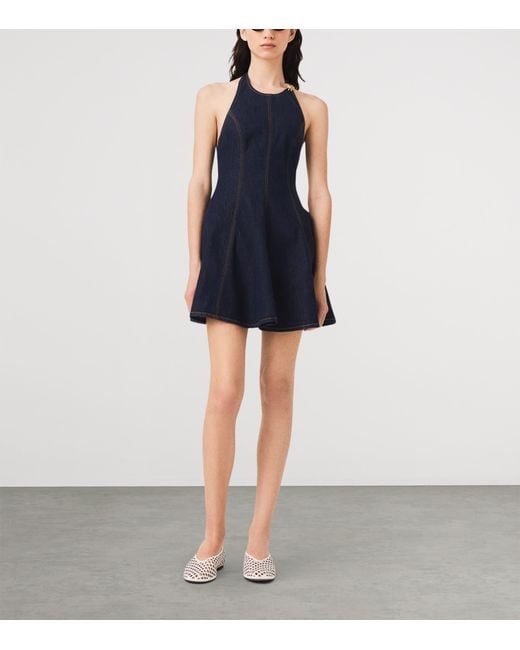 Maje Blue Denim Brooch Mini Dress