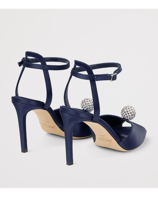 Jimmy Choo Blue Sacora 85 Satin Heeled Sandals