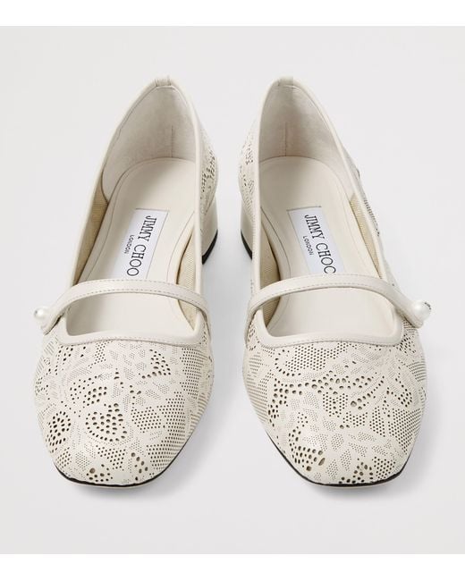 Jimmy Choo White Elisa 25 Ballet Pumps