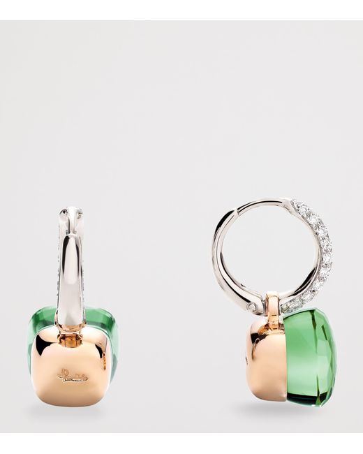 Pomellato Green Mixed, Diamond, Prasiolite And Agate Nudo Earrings