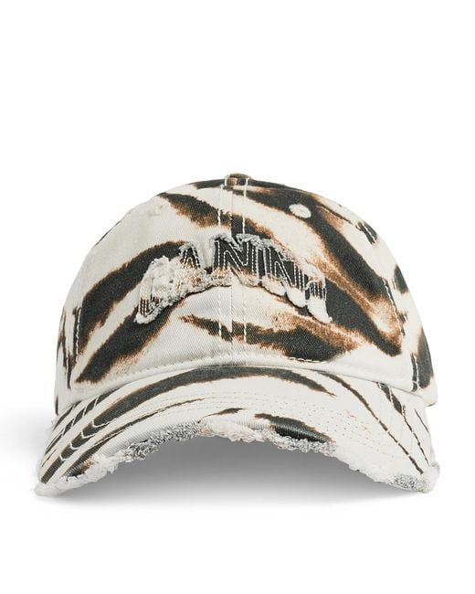 Ganni Metallic Organic Canvas Zebra Baseball Cap