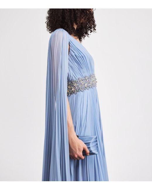 Jenny Packham Blue Silk Cape Fesco Gown