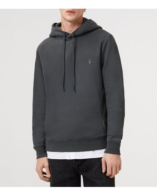 AllSaints Gray Organic Cotton Raven Ramskull Hoodie for men