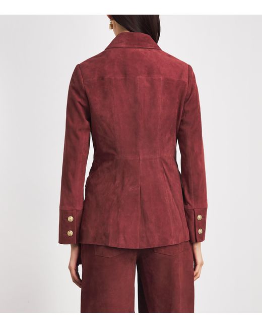 Alice + Olivia Red Dorothie Suede Utility Jacket