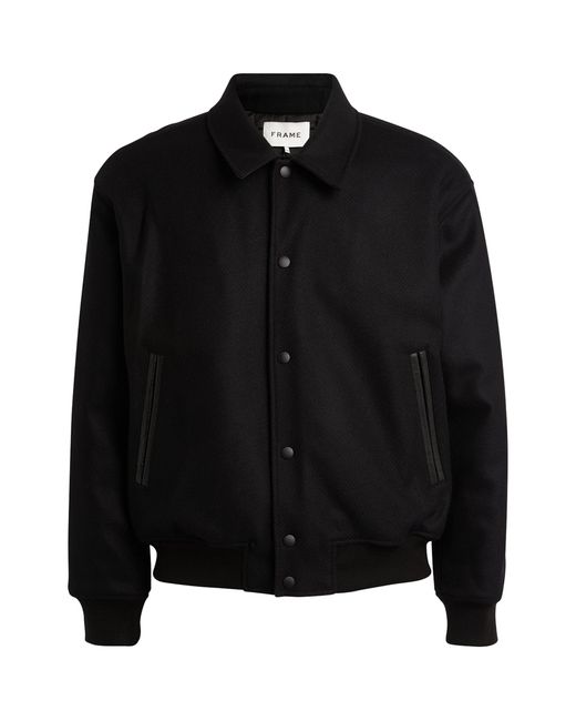 FRAME Black Wool Varsity Jacket for men