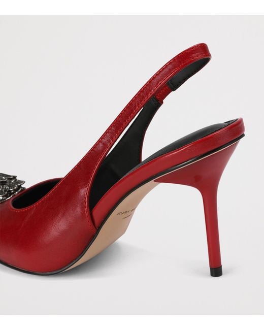 Kurt Geiger Red Leather Belsize Eagle Slingback Heels