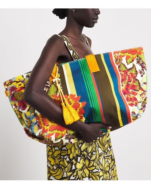 ALÉMAIS Yellow Cotton Printed Charlie Tote Bag