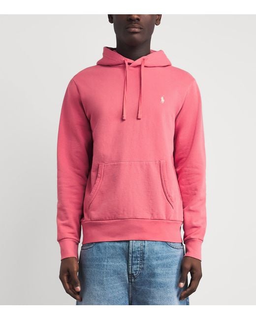 Polo Ralph Lauren Pink Cotton Loopback Fleece Polo Pony Hoodie for men