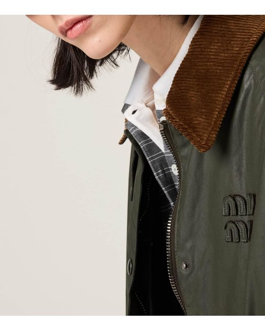 Miu Miu Black Coated Cotton Caban Jacket