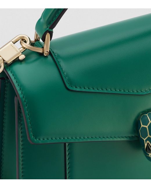 BVLGARI Green Leather Serpenti Forever Top-handle Bag